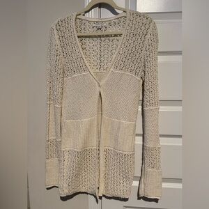 American Eagle Outfitters Cream Open-Front Cardigan